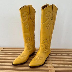 Roseanna Yellow Leather Cowboy Boots